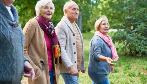 Walking at Park with Friends